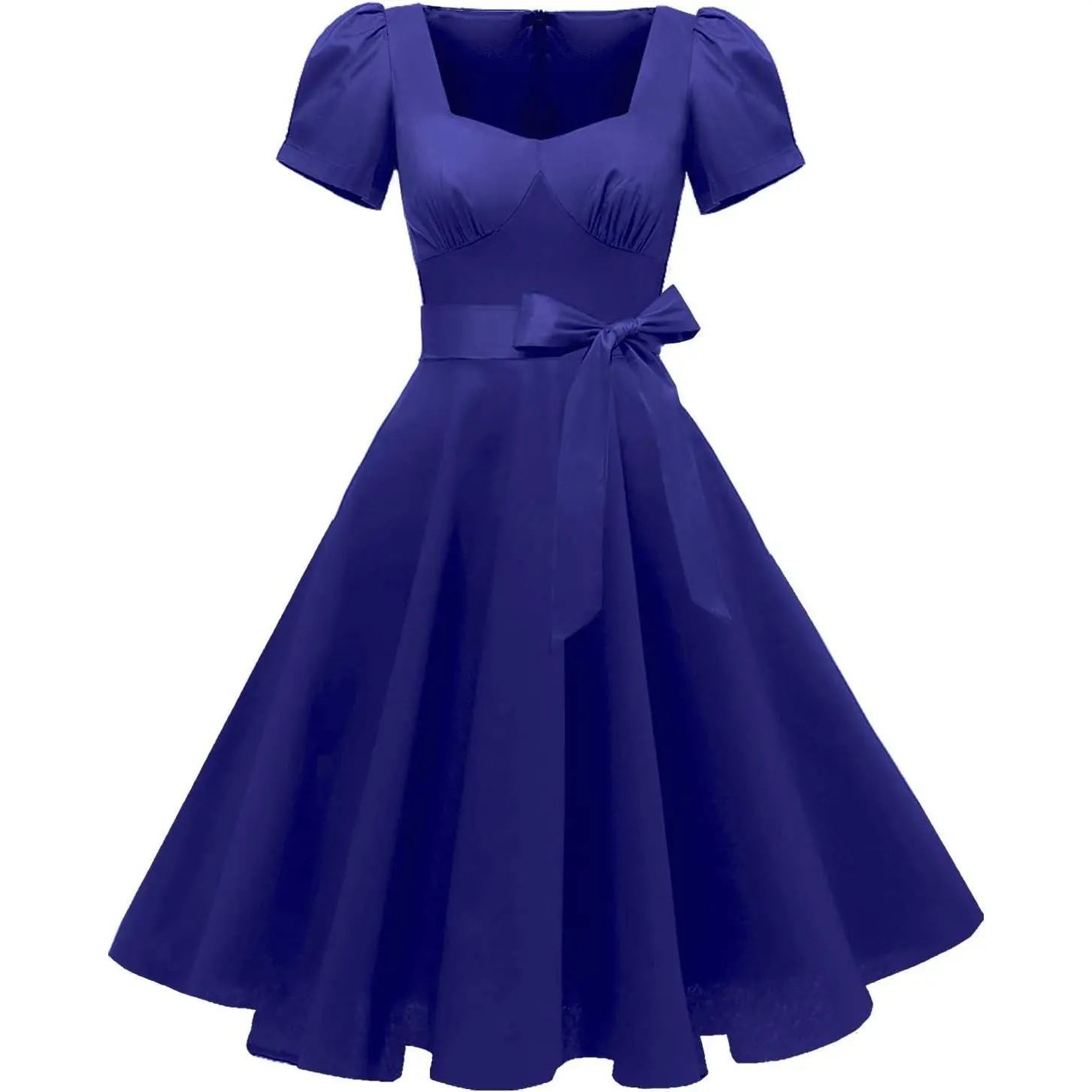 Women's 1950s Vintage Puff Sleeves Cocktail Rockabilly Swing Retro Dress with Pockets New