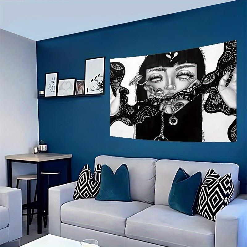 Abstract Horror Art Girl Pattern Tapestry, Creative Design Tapestry, Durable Decorative Tapestry, Wall Hanging Decor for Home Living Room Bedroom, Home Decor, Room Decor