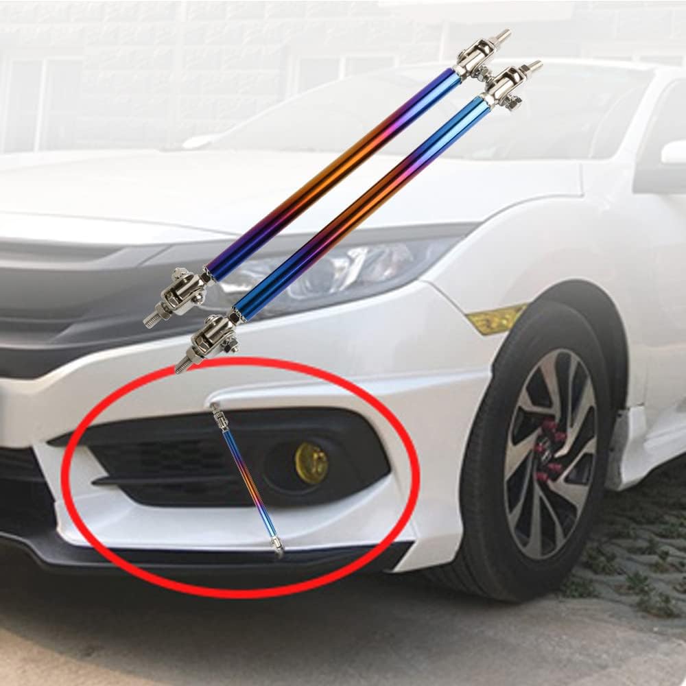 2 count  Adjustable Burnt Blue 7.87"-13" Front Lip Strut Rod Bumper Splitter Universal Tie Support Bars