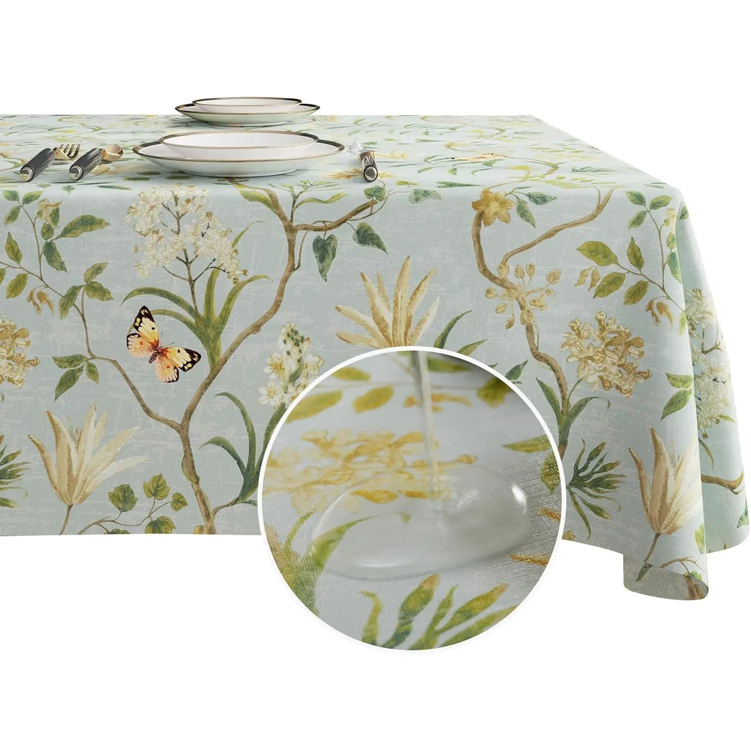 Rectangle Table Cloth,Waterproof Tablecloth Oil Proof Spill Proof Vinyl Table Cloth, Wipe Clean Plastic Table Cover for Dining, Camping, Indoor and Outdoor 52" x 70",Leaves