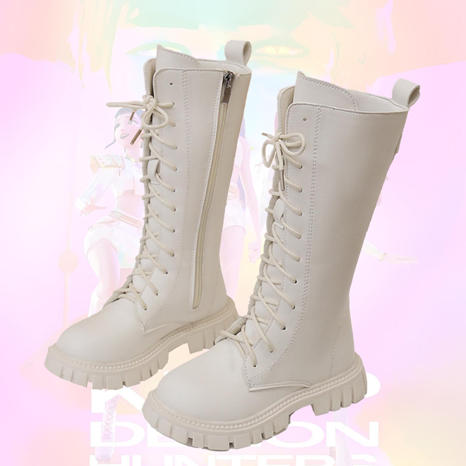 Fashion Music Style Combat Boots for Girls |     Gothic Demon Hunter Single Boots, Non-Slip Lightweight Halloween Role-Playing Daily Shoes