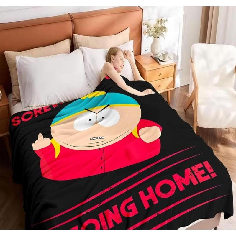 Soft Funny Throw Blanket South Park Cartoon Pattern Blanket, Slogan Print Blanket, Funny Soft Throw Blanket, Air-conditioned Room Blanket, Warm Nap Blanket for Home & Office
