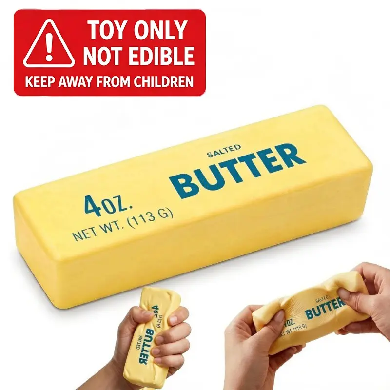 1pc Slow Rising Squishy Butter Stick, Realistic Butter Shaped Squeeze Toy, Sensory Stress Relief Squishies, Soft and Suitable for Stress Relief