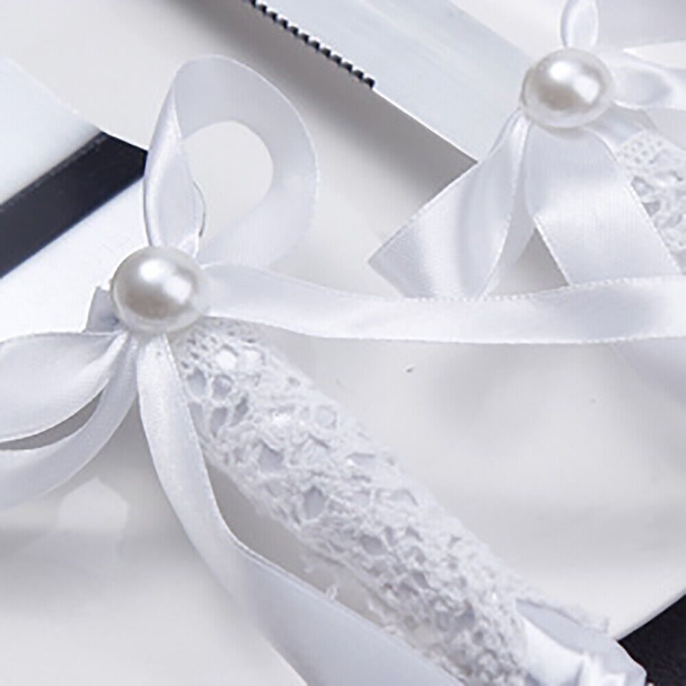 For Weddings, Anniversaries & Valentine's Day, Cake Cutting & Spreading Solution, 2 Pcs Pearl Cake Knife & Spatula Set, Rose Bow Handle, Effortlessly Create Romantic Wedding Ceremony, Wedding Cake Tools