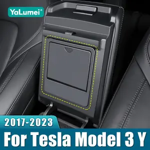 Tesla Model 3 Y Central Console Armrest Storage Tray | Premium ABS Organizer for 2017-2023 Models | Keep Your Car Clutter-Free