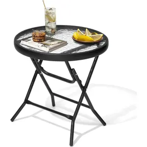 Outdoor Side Table - Small Patio End Table All Weather, Patio Furniture Sets and Outside Furniture for Pool, Balcony, Deck, Porch, Black