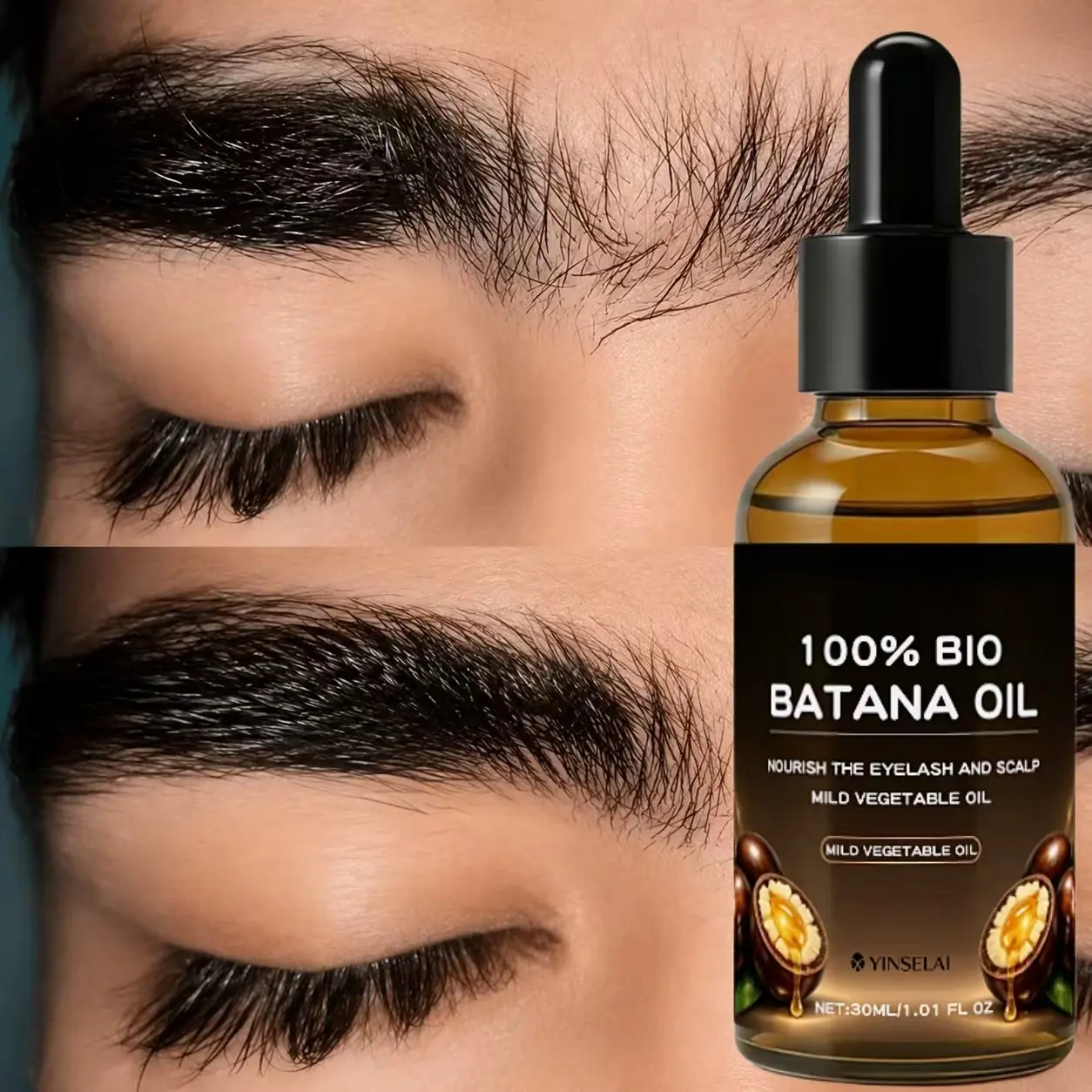 Batana Oil for Eyelash & Scalp, 100% Bio Natural Serum, Nourishing Treatment for Thinning Brows & Dry Scalp, Mild Vegan Oil 30ML