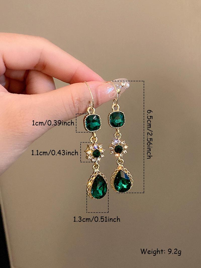 Vintage Green Drop Earrings, Fashion Jewelry for Party, Daily Clothing Decor, Trendy All-match & Exquisite Jewelry for Birthday Gift, Trendy Jewellery Accessories