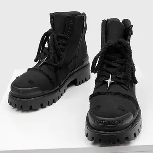 Trendy Thick-Sole Work Boots - Perfect for Men's Casual & Street Style, British Style Outdoor Big Toe Workwear High-Top Thick-Soled Motorcycle Boots for men 78999