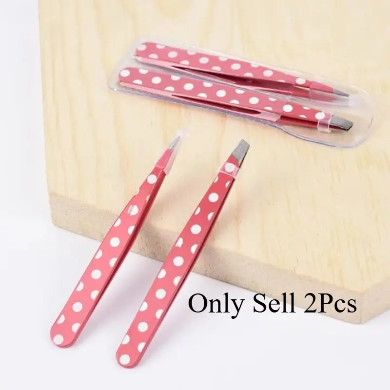 2pcs Premium Stainless Steel Eyebrow Tweezers, Professional Precision Slanted Tip, Facial Hair Removal, Makeup Tool, Portable, Portable Beauty Tool