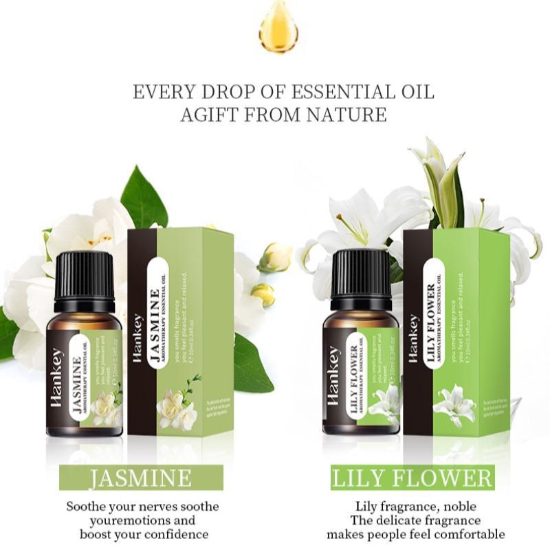Essential Oil Blend for Home Care & Aromatherapy, Includes Peppermint Leaf, Tea, Lavender, Lemon, Jasmine, Perfect Therapeutic Gift Set