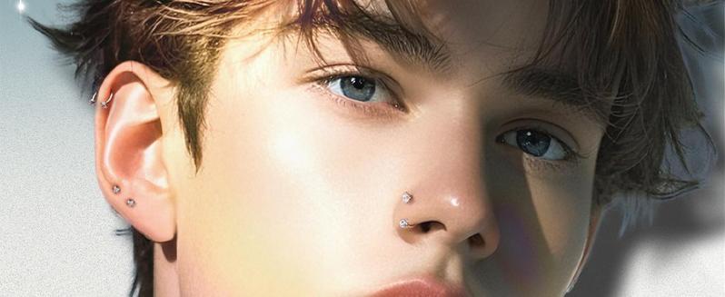 Horseshoe Nose Rings Studs, 20G Internally Threaded Nose Rings For Women, 316L Surgical Steel Double Cubic Zirconia Nose Studs, Lip Eyebrow Helix Ear Piercing Jewelry