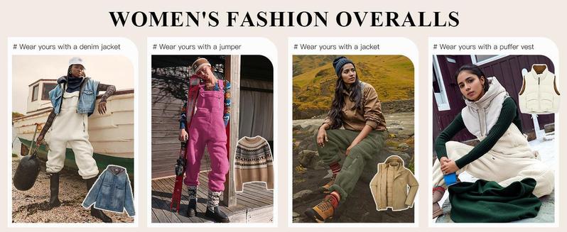 Imily Bela Women's Fleece Warm Overalls Winter Loose Casual Jumpsuits with Pockets