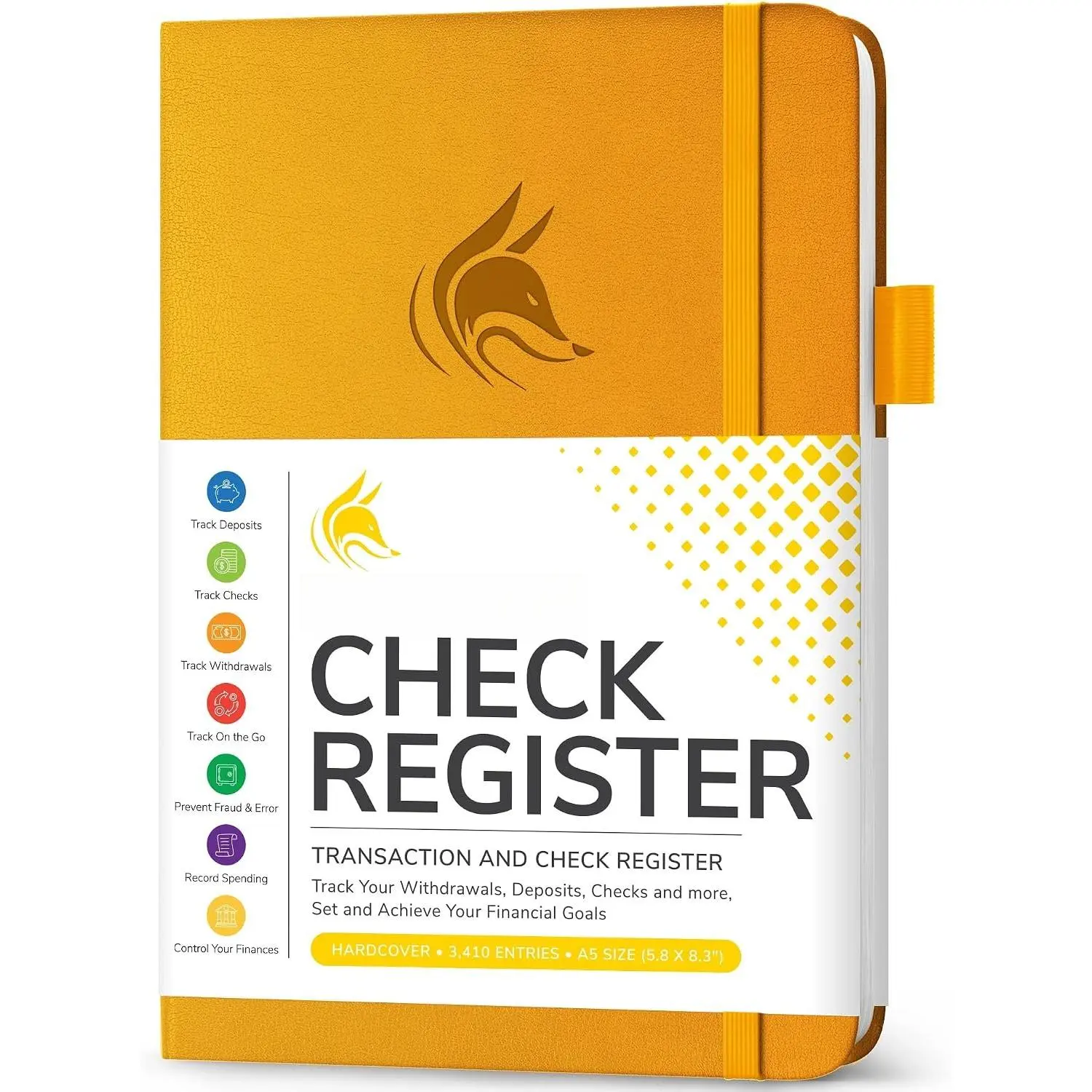 Check Register Book - Deluxe Transaction Register, Accounting  Book, Checkbook Register & Checking Account Register Book for Personal and Work Use, A5 Hardcover - Yellow