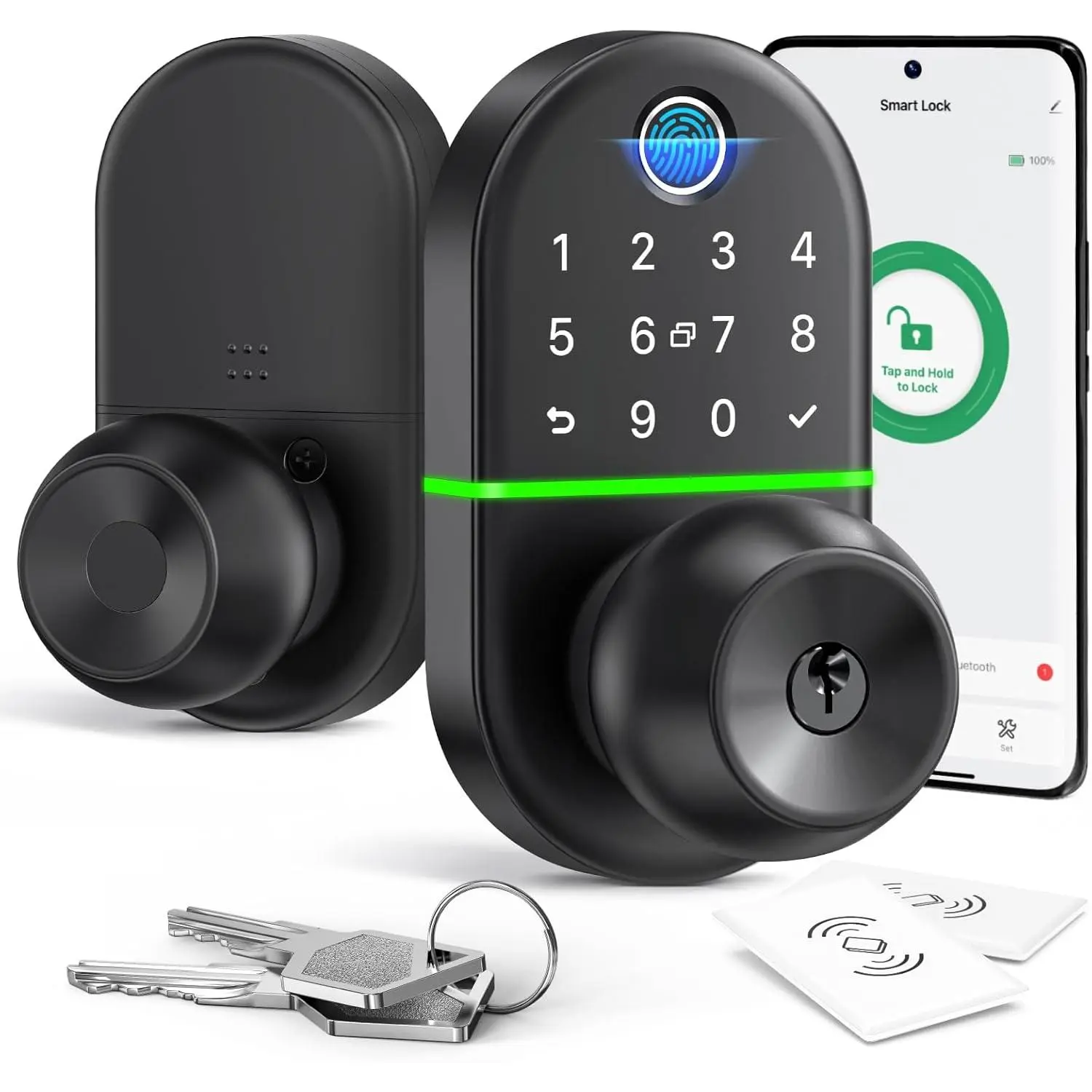 Keyless Entry Knob for Front Door:  Keypad  Lock, Biometric Lock with Fingerprint, Easy Installation