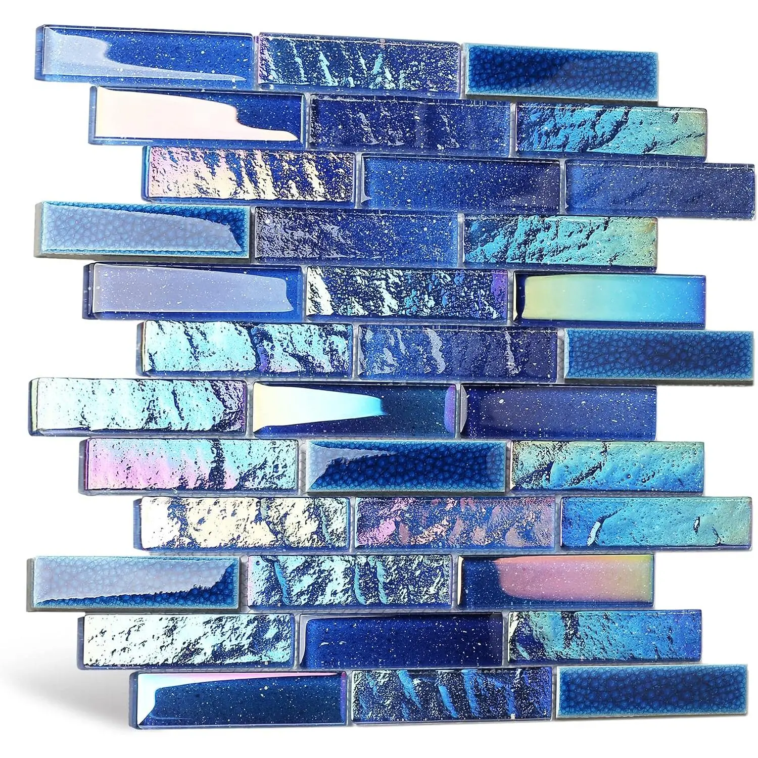 Blue Glass Porcelain Tile Box of 5 Square  Iridescent  Sky Backsplash Tile for Swimming Pool Kitchen Bathroom TSTNB18 (5 Square )