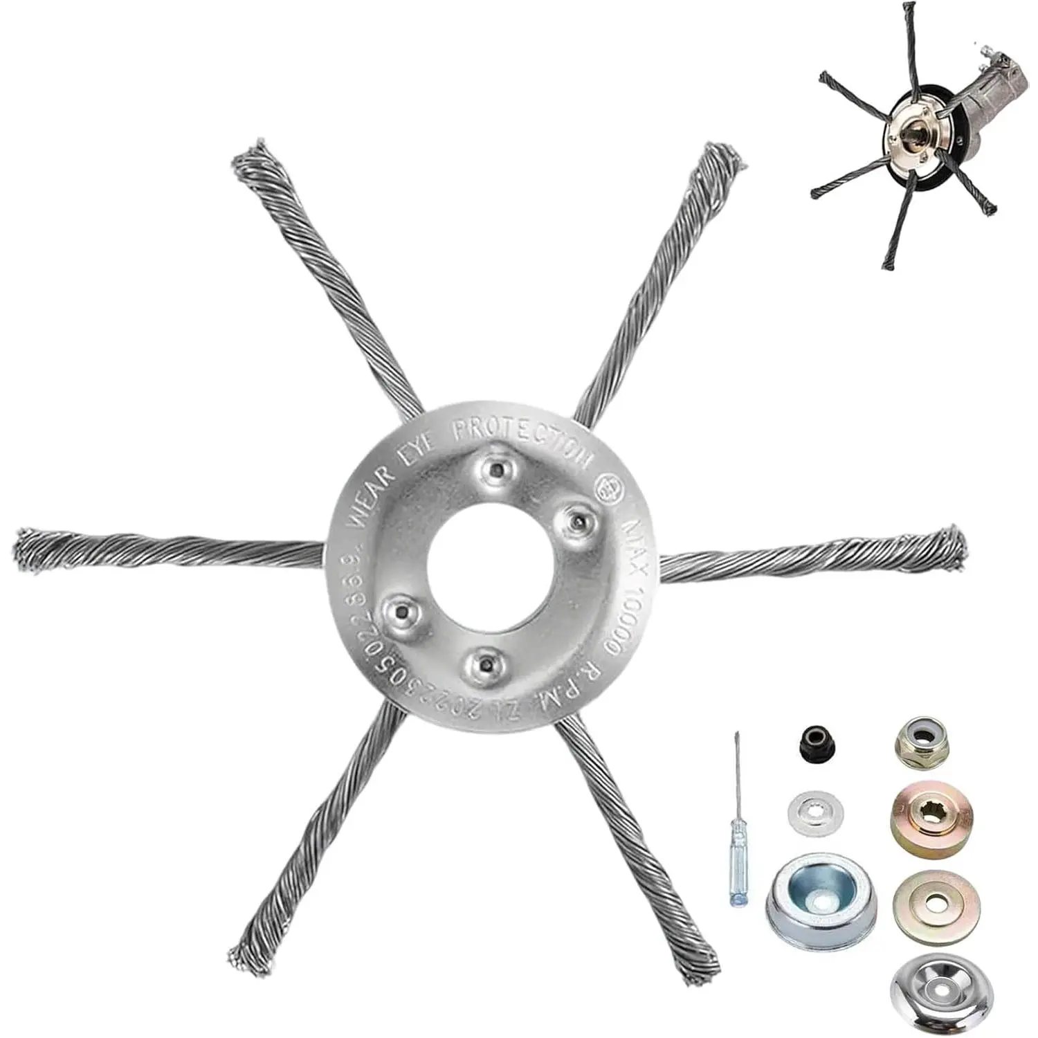 7" Inch Gas Trimmer Head – Wire Weed Eater Brush Trimmer Head for Lawn Mowers,-Duty Fits,, Echo with Install Kit