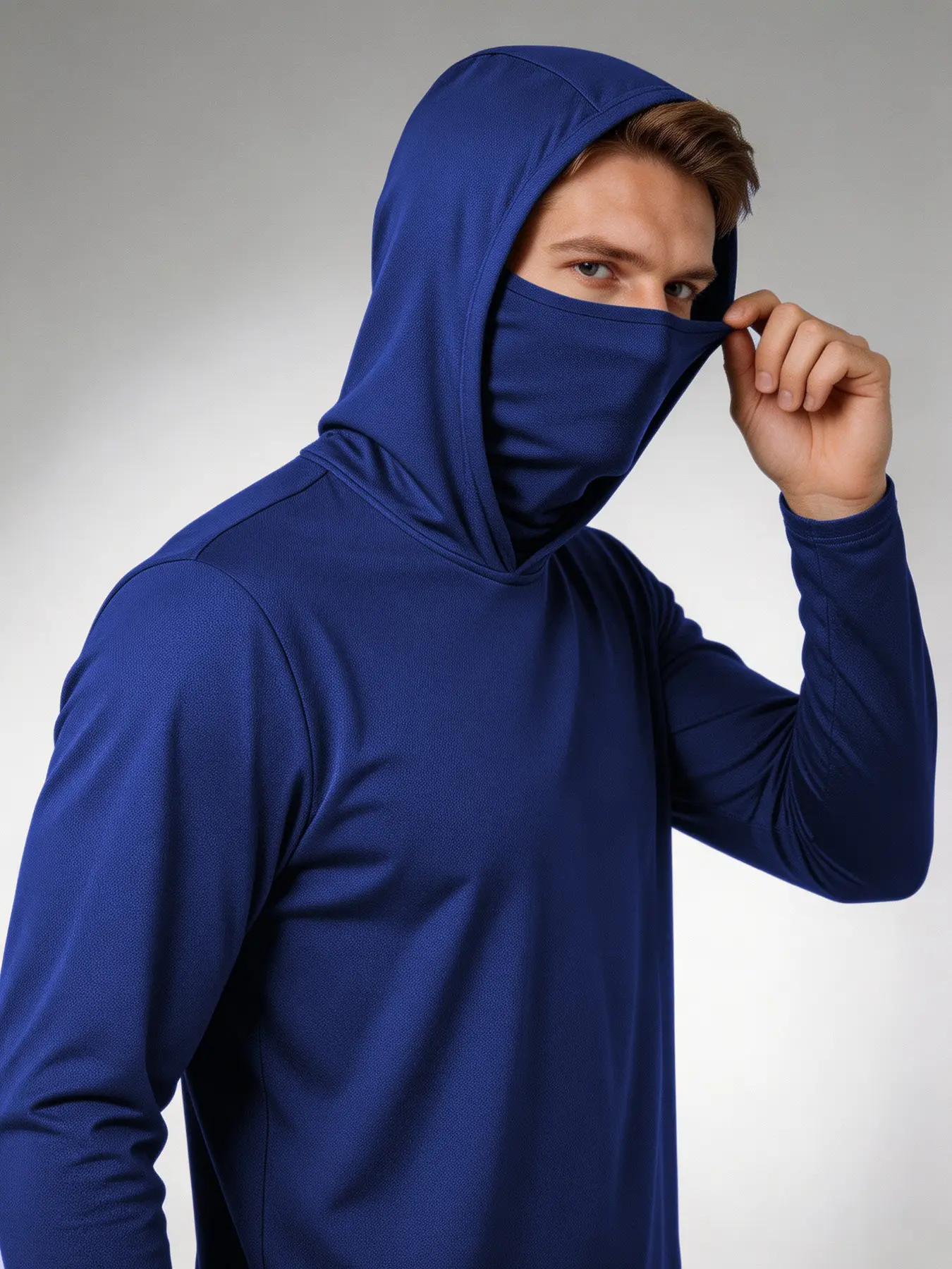 Men's Casual Plain Hooded Long Sleeve T-Shirt, Breathable Outdoor Sports Top, Running Cycling Multifunctional Pullover, Active Athletic Hoodie, Athletic Sports Clothing
