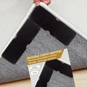 Rug Carpet Non Slip Grippers,  Adhesive Grippers for Area Rugs,Double Sided Carpet Tape PadsKeep Corners Flat, No Damaging for Hardwood Floors and Tiles,Removable, and Washable(10pcs)