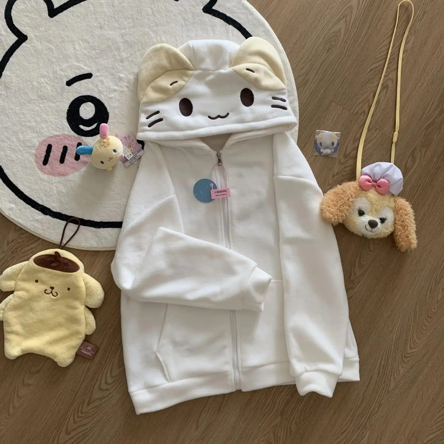 2026 new hot item Anime Girl Cartoon Cute Sweet Kitten Zipper Cardigan Hoodie Girls' fashion trend hoodie loose casual comfortable soft top jacket