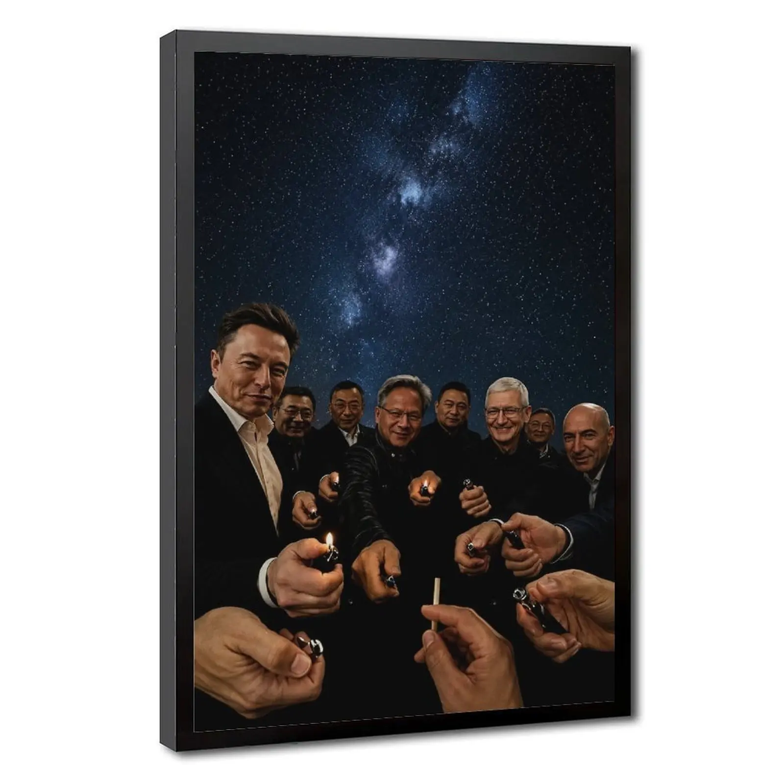 Elon Musk Poster Motivational Poster "Lighting Up" Iconic Moment Canvas Print Fun Wall Art for Dorms, Offices, or Tech-Themed Decor