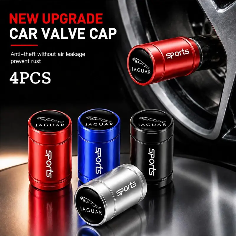 4Pcs Car Wheel Tire Valve Stems Caps Aluminum Tyre Rim Stem Covers Airdust Waterproof For Jaguar X S F XF XE XJ XK XEL XFL XJL XJ6 XJS XKR XFR F-Type F-Pace E-Pace I-Pace