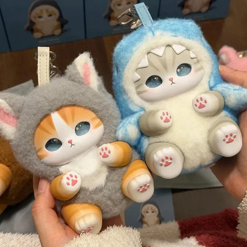 In Stock Genuine Mofusand Cat Series Vinyl Shark Cat Surprised Box Toy Ornaments Surprised Blind Box Bag Plush Keychain Doll Toy