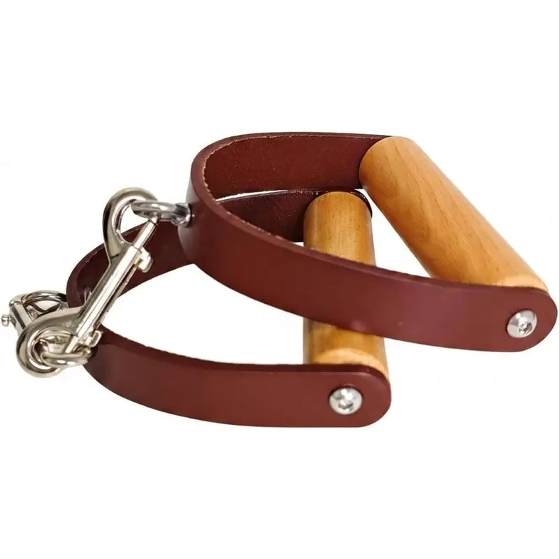 Pilates Equipment Handles Exercise Accessory Wooden Grip Artificial Leather Smooth Handle Stable Connection