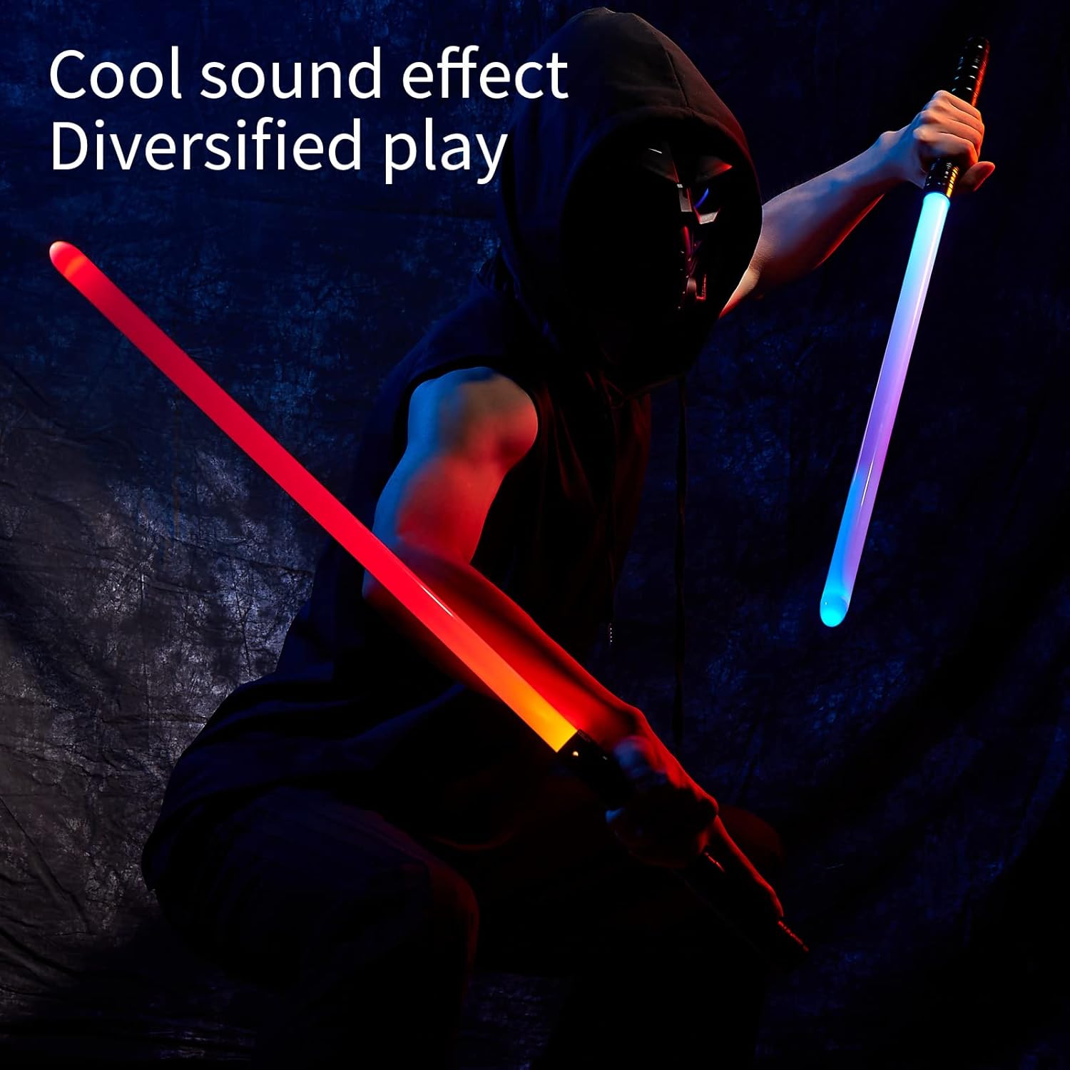 2-in-1 Double Bladed Laser Sword with Metal Hilt, RGB Colors & Sound Mode, Force FX Dueling Sword, Rechargeable Glow Sword for Cosplay, Glow in The Dark Party, Birthday & Holiday Gift for Him, lightsaber