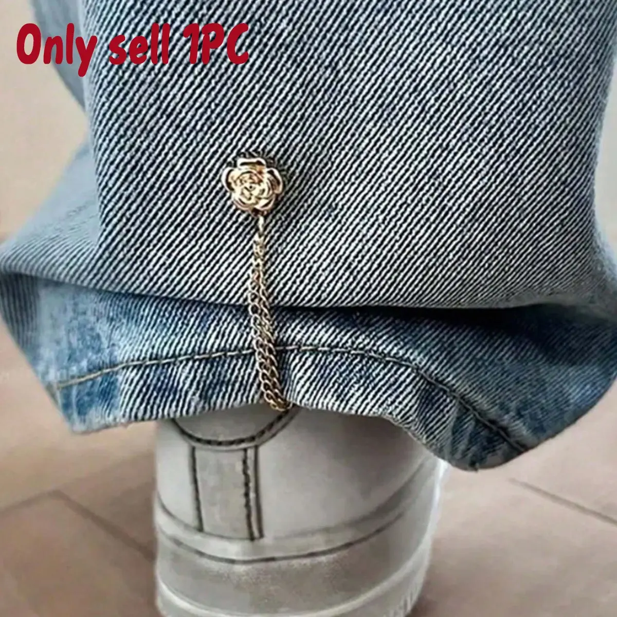Rose Shape Pants Hem Clip, Hidden Button Design Prevents Dragging, Waterproof, Portable, Durable, Suitable for Jeans and Casual Pants