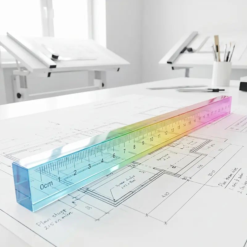 [Colorful Ruler & Cube] MOTARRO Colorful Ruler & Cube | Geometric Drawing Tools, Math Learning Stationery, Measuring Supplies, Teaching Aid, Multifunctional Plastic Shape