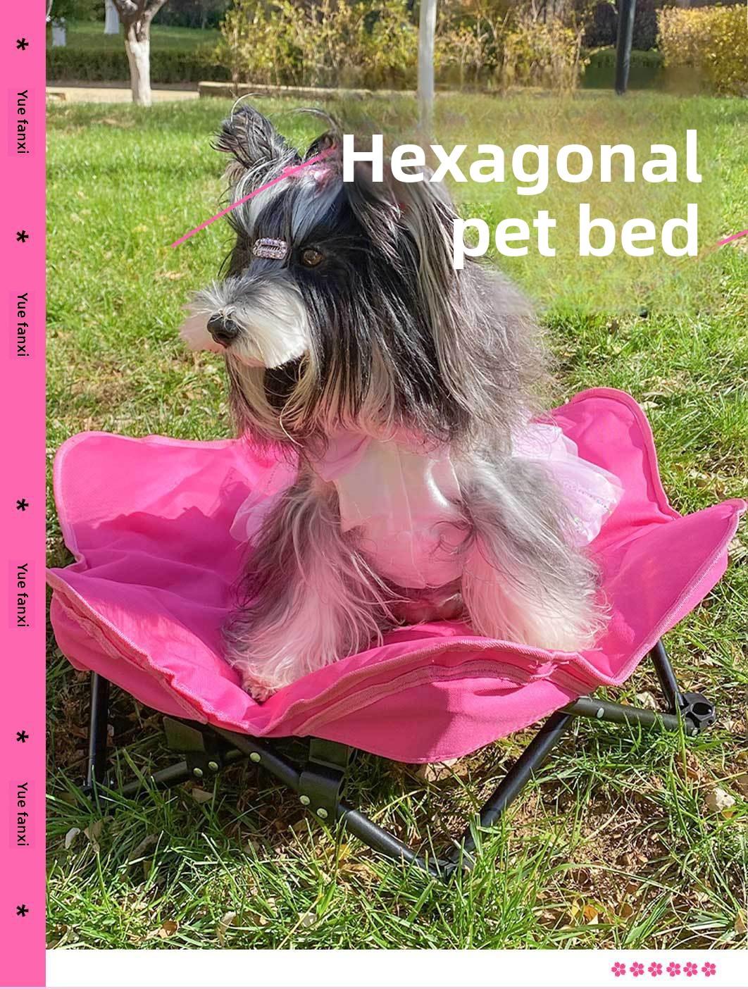 Winter Warm Dog Bed, Quilted Foldable Pet Bed, Sturdy Hexagon Portable Pet Cot for Cats & Dogs, Indoor Outdoor Use