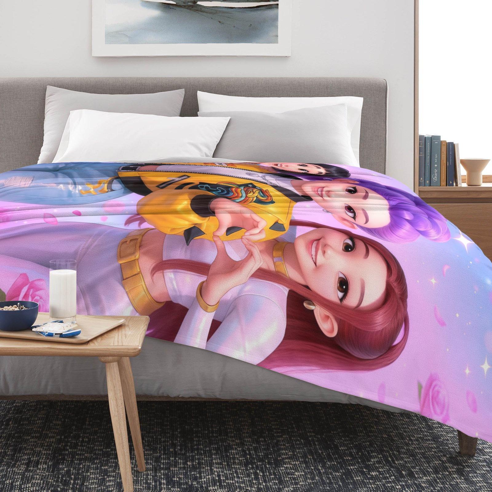 K-Pop Devil Hunter Dream Blanket, Soft and Warm, Suitable for Fans, Women, Girls, and Children.A Cozy Nap Blanket, Perfect for Everyday Wear and Relaxation.An Ideal Choice for Living Room Sofas,and A Great Christmas Gift.A Devil Hunter Fan Blanket.
