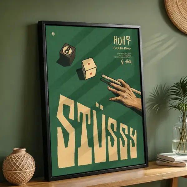 Vintage 8 Ball Canvas Wall Art Poster, Retro Billiards Streetwear Hypebeast Unframed Art Print for Bedroom, Dorm Room, Game Room, Man Cave, or Apartment Decor, Trendy Y2K Wall Decoration, Gift for Men and Teen Boys