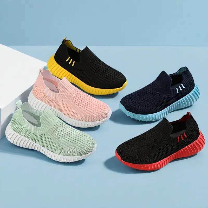 Boys' Mesh Knit Shoes, Breathable, Lightweight, Casual Running Shoes, Mesh Shoes (EVA Sole Is Relatively Soft, Some Areas May Have Wrinkles Due to Squeezing During Transportation, Which Does Not Wearing And Is a Normal Phenomenon)