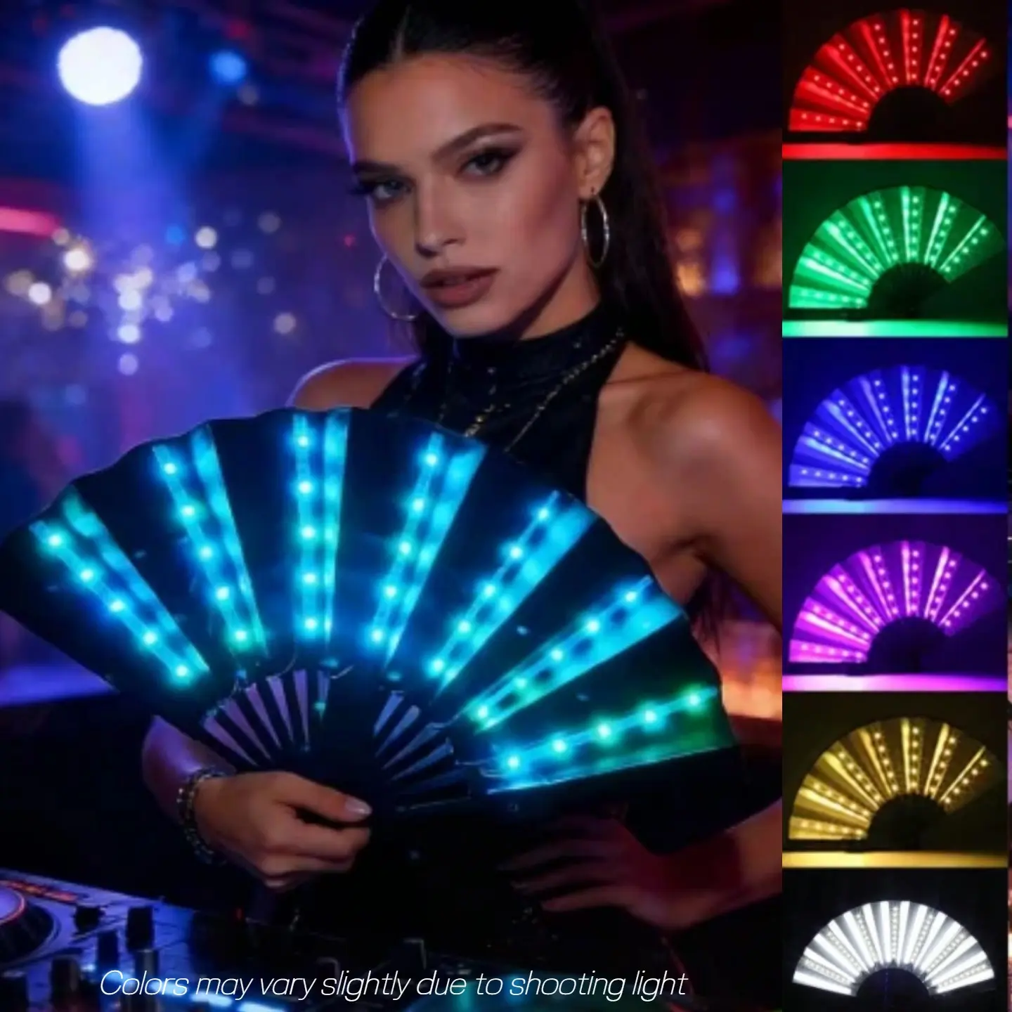 LED Folding Fan, Glow Carnival Party Fan, Glow Party Accessories, LED Hand Fan, Stage Performance Light-Up Fan, Birthday Party Gift, Wedding Home Decor, Halloween Christmas Gift