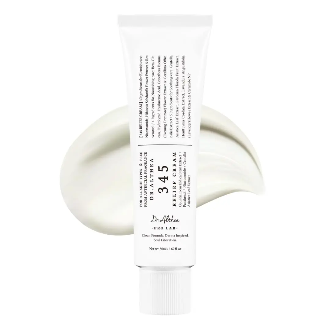 Dr.Althea 345 Relief Cream, Korean Skincare, 1.69 Fl Oz (Ver.2) |   PDRN, Hyaluronic Acid for Instant Hydration, Blemish, Post-Acne Vegan Face Moisturizer with Centella, Non-comedogenic