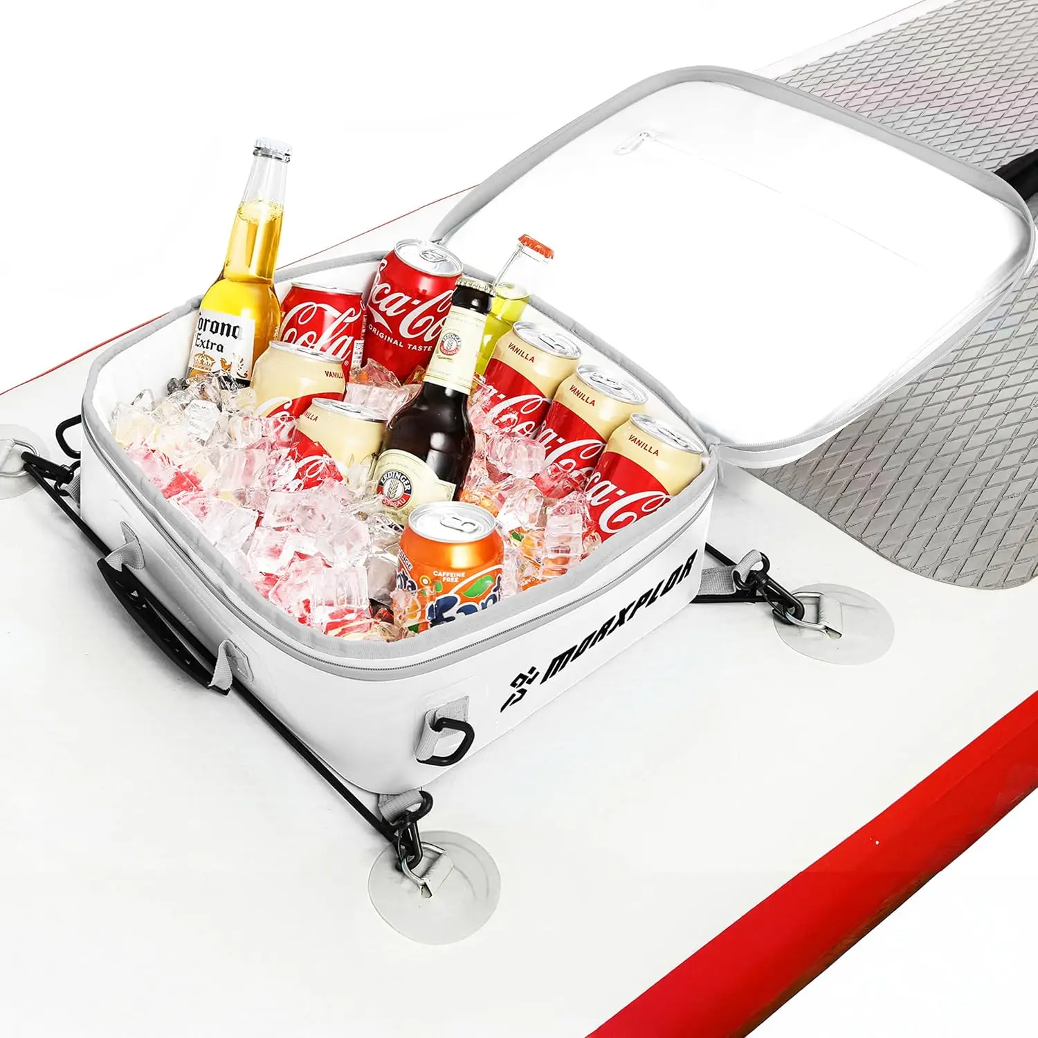 PVC Paddleboard Cooler Deck Bag - 12 Can Soft Insulated Cooler for Paddleboarding, Camping, Kayaking