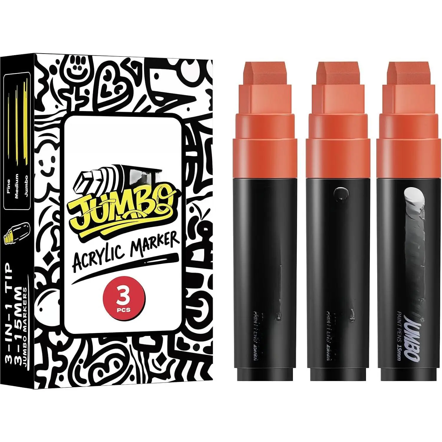 3 count Coffee  Poster Markers, 15MM Thick Permanent  Graffiti Markers, Wide Tip  Marker for Canvas, Posters Board, Fabric, Window, Glass, , Teachers,Banner painting supplies