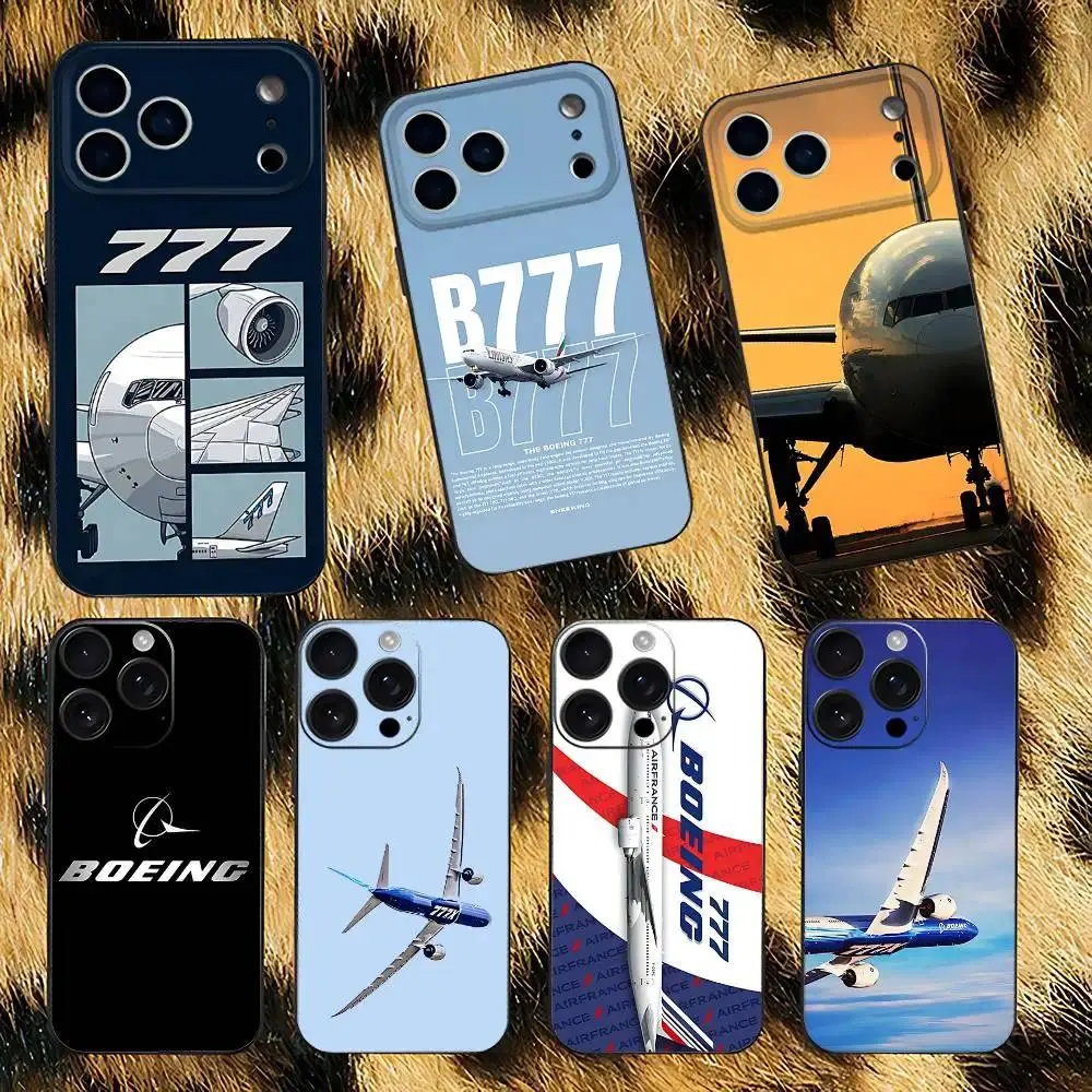Boeing 777 Themed Silicone Soft TPU Phone Case - Slim Fit, Black, Shockproof Aesthetic Aviation Accessory for Aviation Fans, Protects iPhone 11-17 Pro Max/Plus & Samsung Galaxy S23-S25 Devices, Accessories