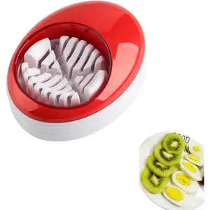 Slicer for Hard Boiled to Cut Egg into Slices, Wedge and Dices, Sturdy Body with Stainless Steel Safe, Free (Red)