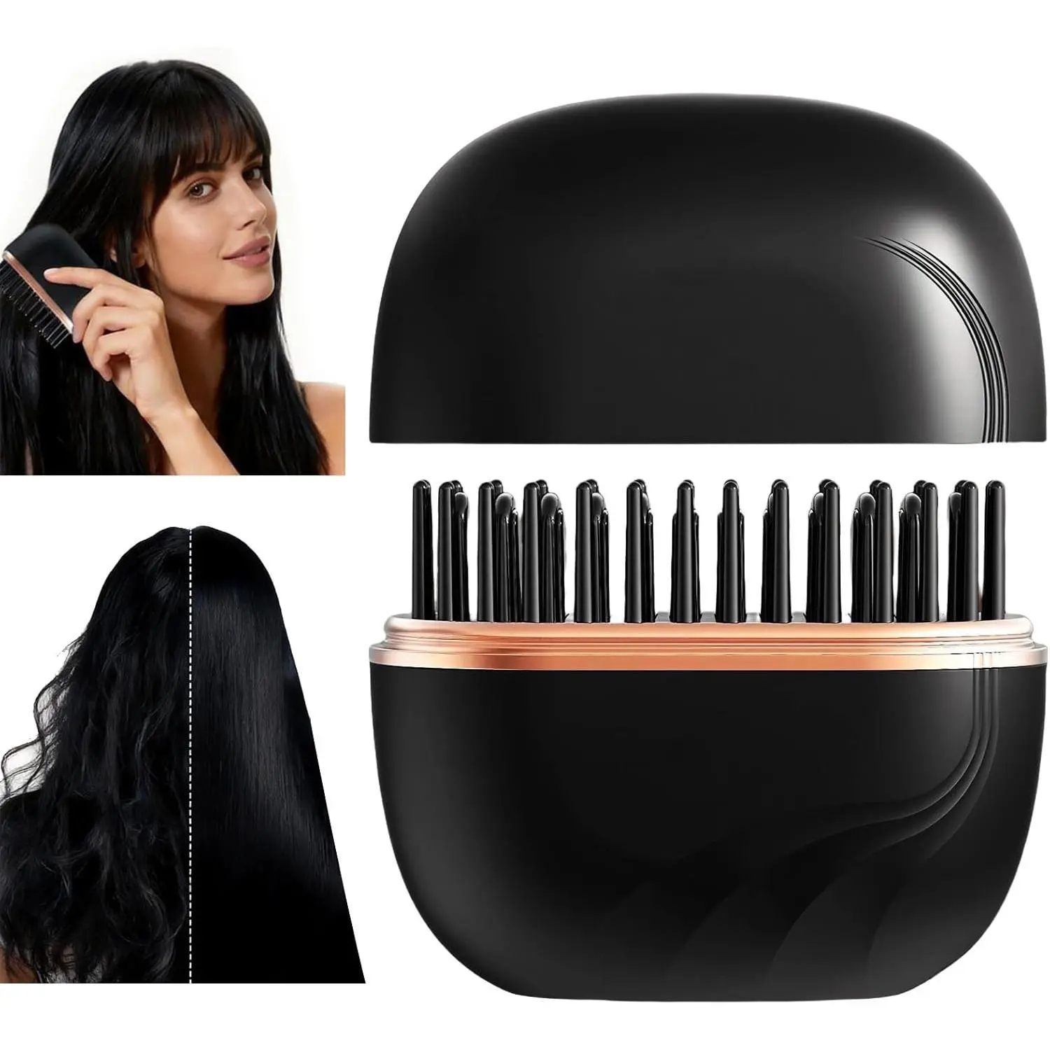 Cordless Mini Flat Iron Straightener - Wireless Rechargeable Portable Styling Tool for Curly Hair, Compact Lightweight Daily Home Gift, 3-Speed Temp Control, 160℃-200℃ Rapid Heating, Heat-Resistant Safe-Touch Shell, Frizz Control (Black), Wireless Hair St