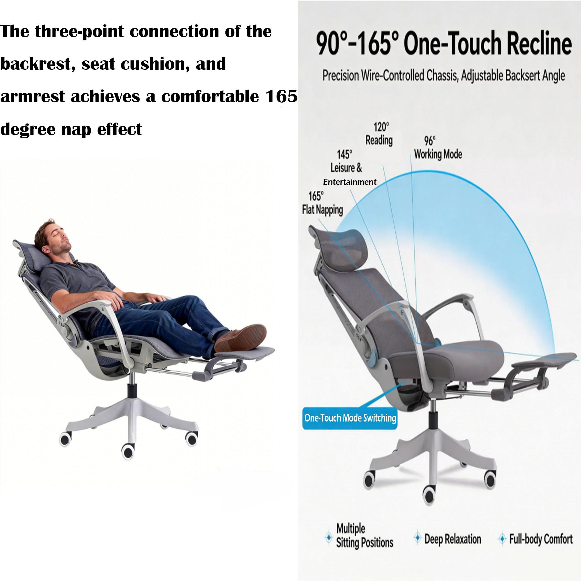 AI Voice Control Ergonomic Mesh Office Chair with Massage & Heating, Hollow Seat Cushion, 5D Adjustable Headrest & Lumbar Support, Grey Computer Desk Chair for Home Work Gaming
