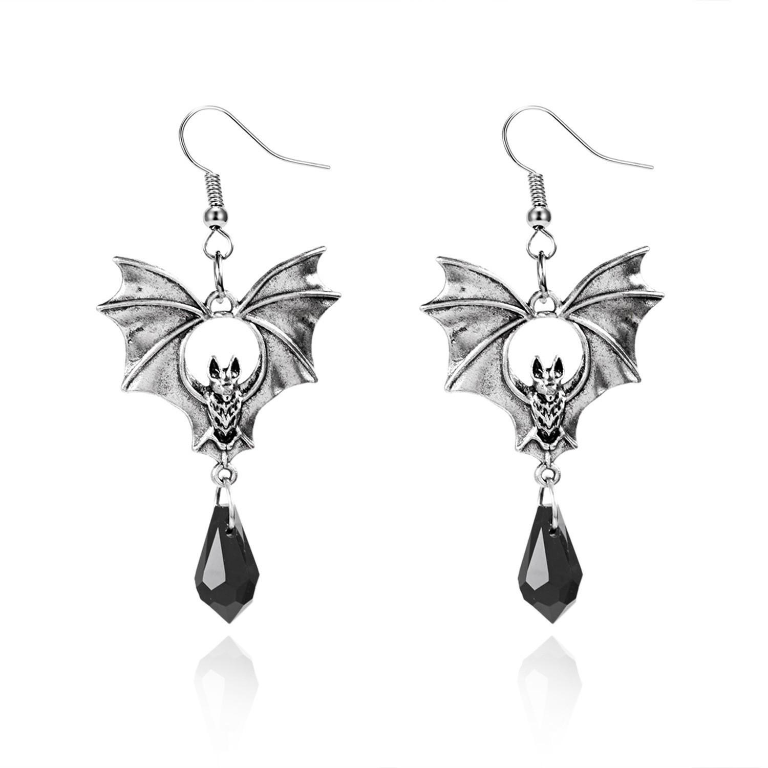 Halloween Bat Blood Drop Earrings – Exaggerated Gothic Bat Earrings, Retro Style for Halloween