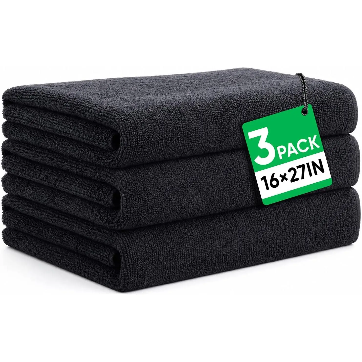 Salon Towels 3 Pack, Microfiber Hair Towels, 16x27IN | Super Absorbent Soft Black Towels, Hair Towels for Bathroom, , Gym &  Beauty Care