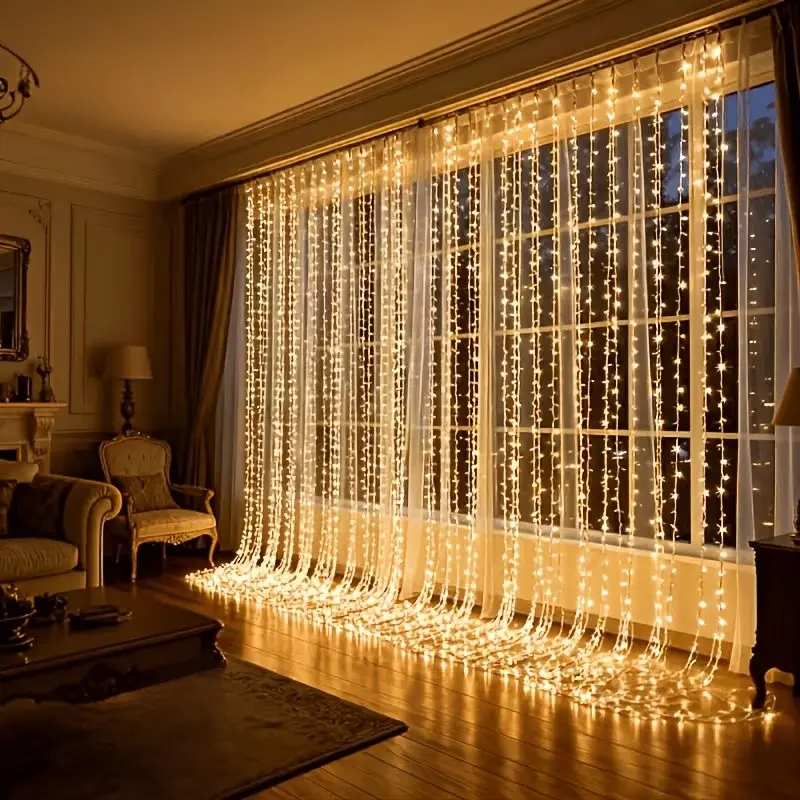 300led Fairy Curtain Light, USB Powered, 8 Flash Modes, Ideal for Windowsill, Bedroom, Wedding, Easter Decor, Indoor Outdoor Use, Curtain String Lights