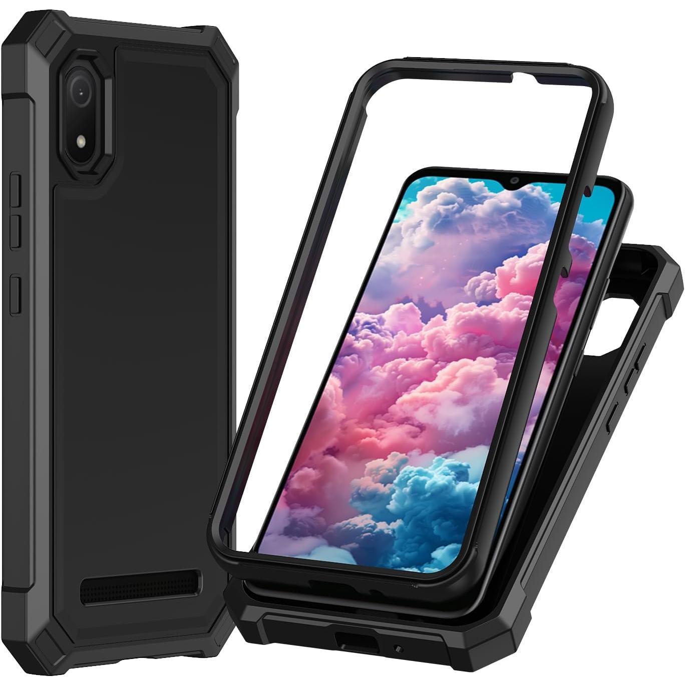 for Cloud Mobile Stratus C8 Case with Screen Protector,Full  Protection Front PC  Soft  Bumper,Heavy Duty Protection Shockproof Phone Case for Cloud Mobile Stratus C8 Black