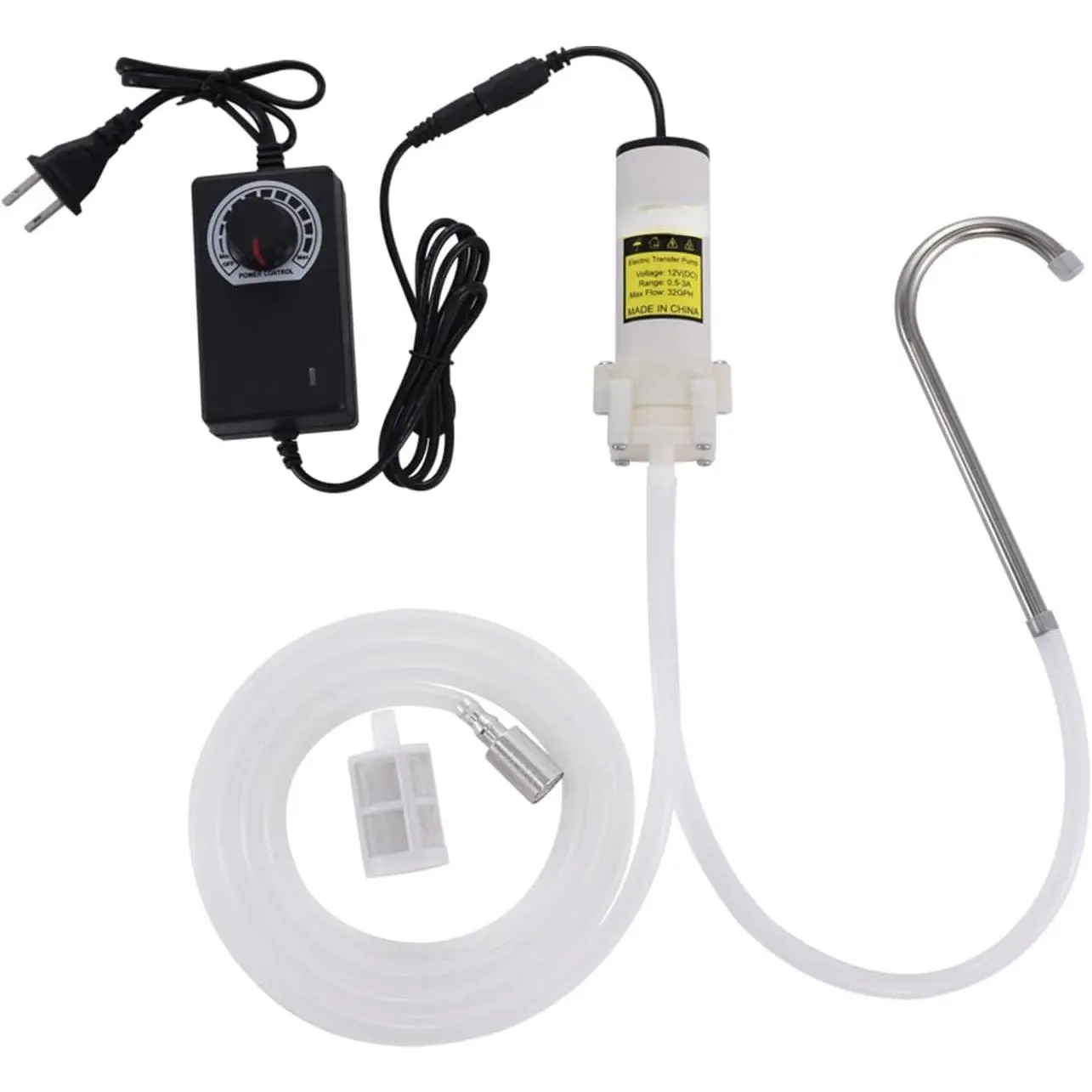 Electric Water Transfer Pump 110V Speed Adjustable for Ice Maker,Coffee Machine,Water Cooling, Grade Auto Siphon Self Priming Diaphragm Pumps for Bottling , and Beverages,2L/Min,Low Noise