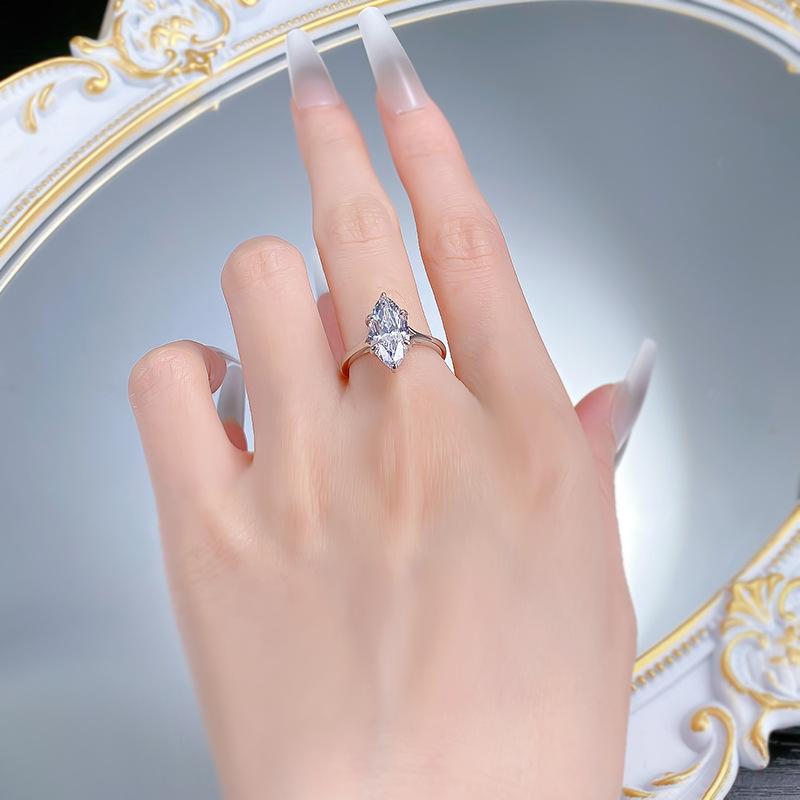 S925 Marquise Ring 7*14mm 6A Cubic Zirconia Ring Plain Circle fashion jewelry accessory woman girl promise ring-103(20%)
