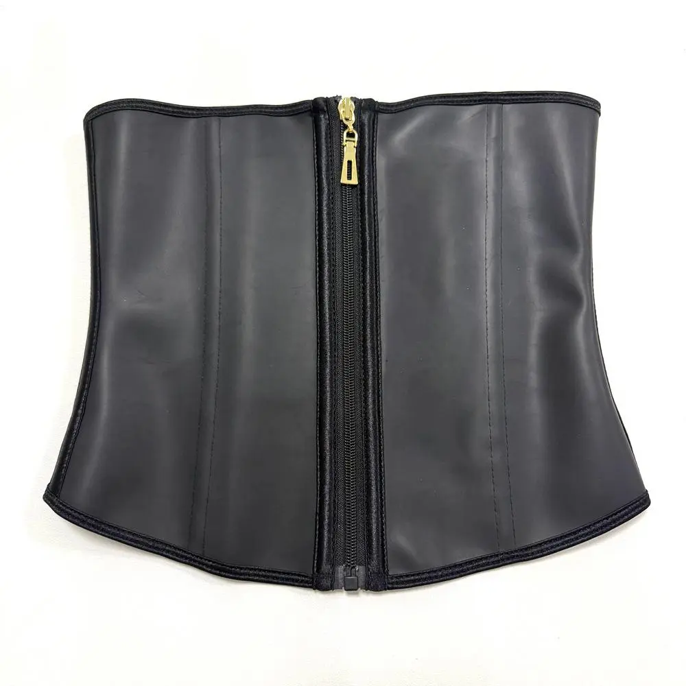 Lady's Soft Short Torso Low Waist Underbust Corset - 9-Bone Polyester Shapewear with Hook-and-Eye Double Closure, Zipper, Adjustable Inner Closure, Postpartum Tummy Control Slimming Belt for Office Wear, Waist Training & Body Contouring